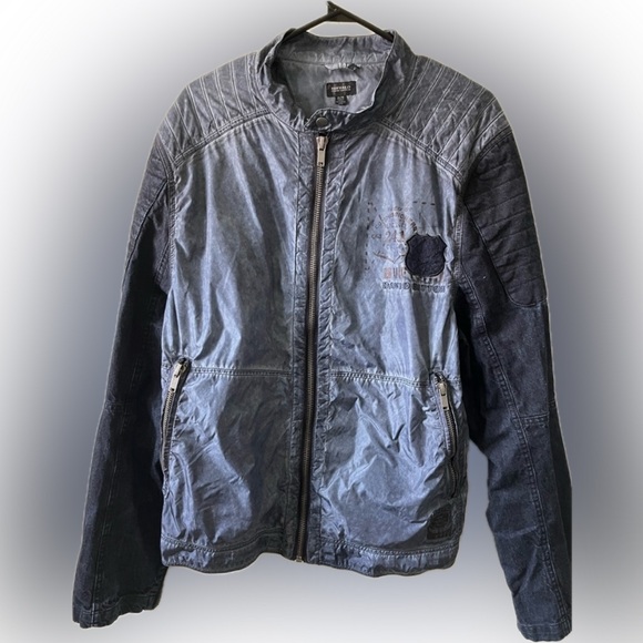 Men’s Jacket by Buffalo Thin Blue jacket with Black Denim Sleeves. L - Picture 2 of 10